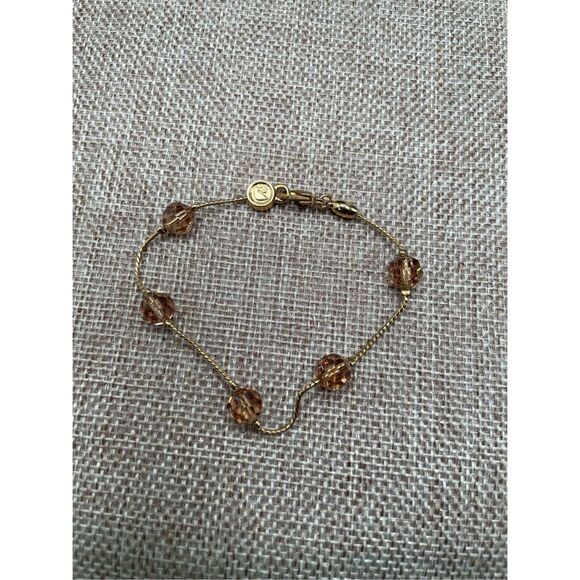 Vintage Genuine Swarovski Gold Tone Light Amber Crystal Swarovski Logo - Picture 2 of 8